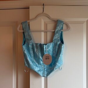 NWT Princess Polly Light Blue Brocade Corset Top